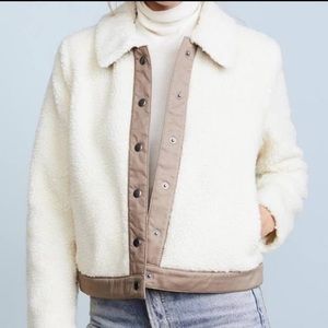 EUC Madewell Teddy Cropped Portland Faux Shearling Antique Cream Jacket S